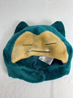 Pokemon Snorlax Fleece Hat With Velcro Straps Green & Beige Adult Size